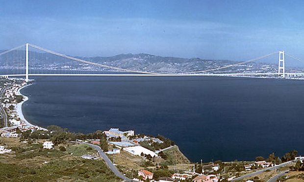 Skizze der Brücke von Messina