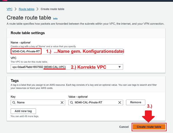 Create Route table